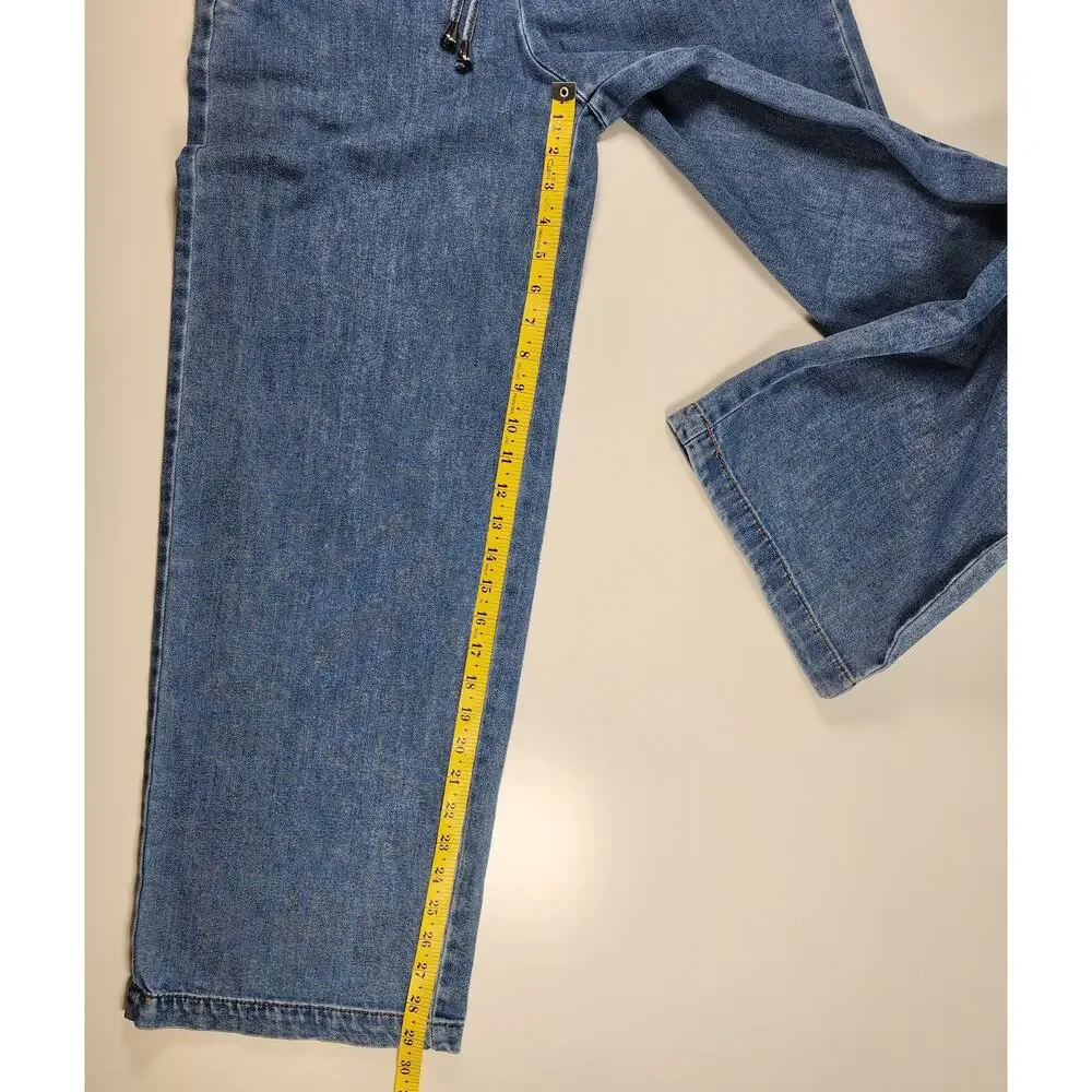 OAT NY Wide Leg Jeans Elastic Waist Drawstring 4/27 NWT - Picture 4 of 15